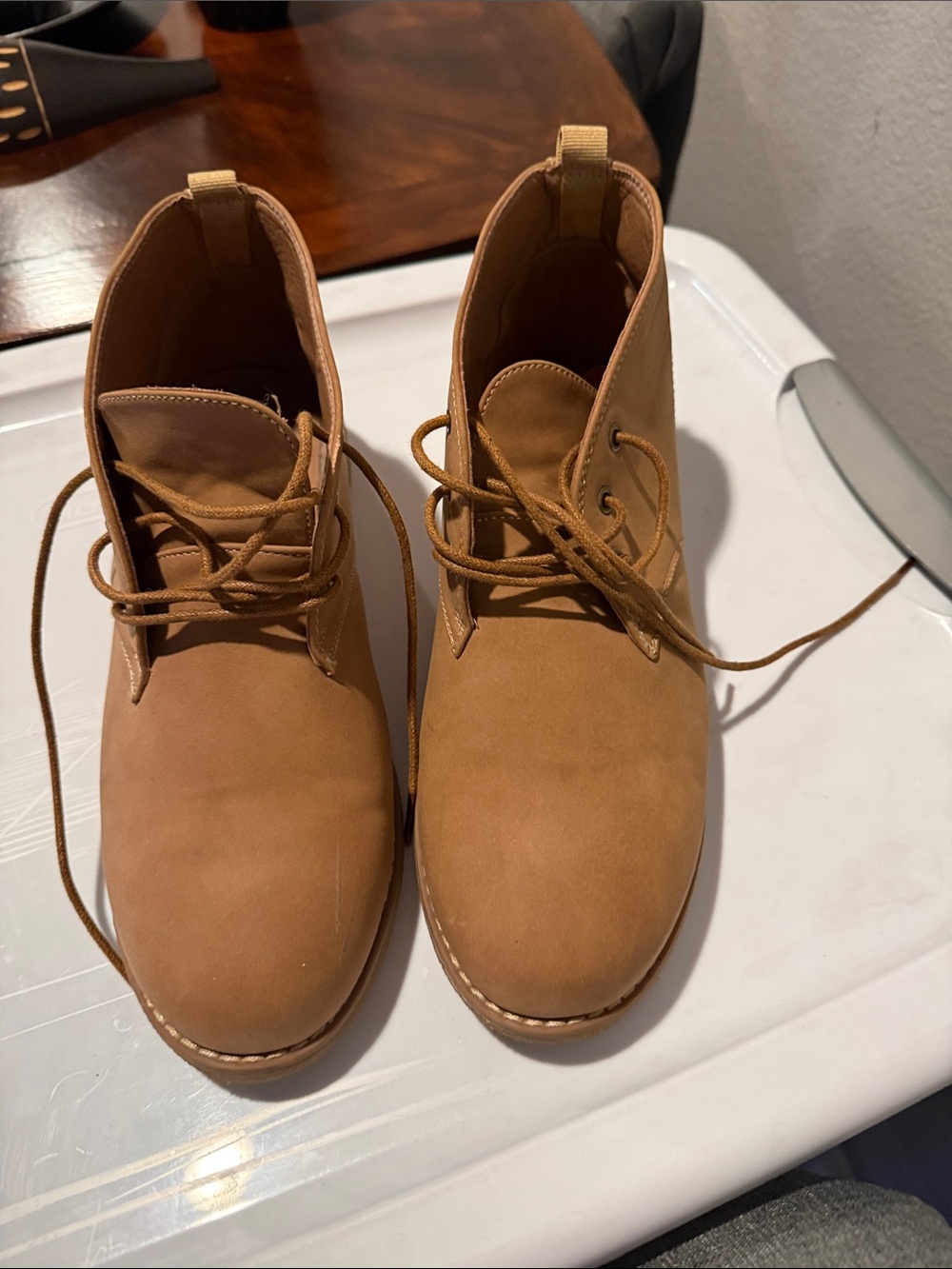 Drexlite Women’s Tan Lace-Up Ankle Boots